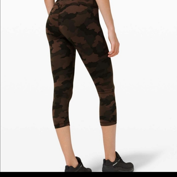 Lululemon Invigorate High Rise Crop 23" Heritage 365 Camo Brown Earth Multi - Picture 2 of 8